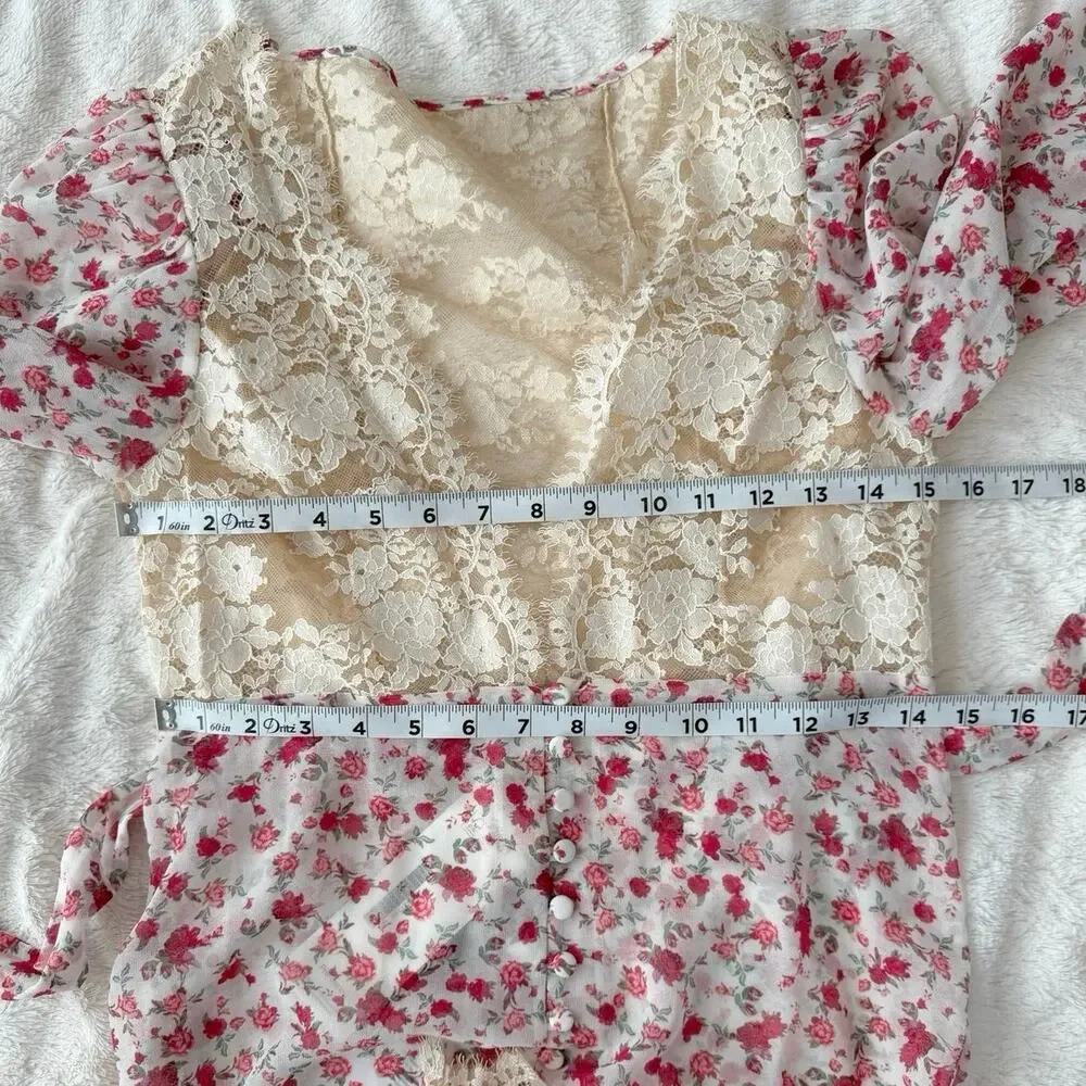 For Love & Lemons NWT Victoria’s Secret Pink Lace Floral Melrose Mini Robe XS